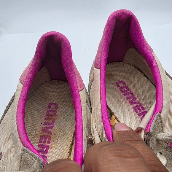 Vintage 80's Converse Womens Size 5.5 Beige Pink Sneaker Shoes Sports Walking - Picture 10 of 13